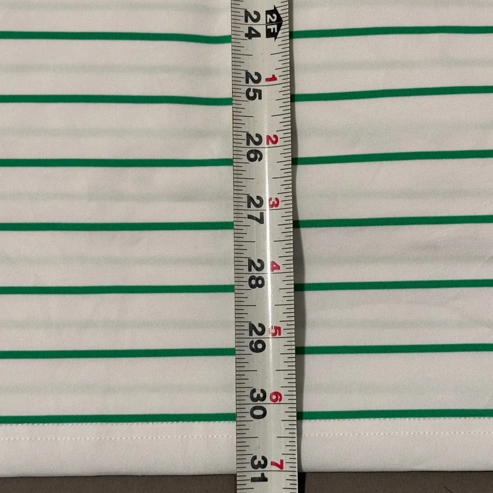 Polo Ralph Lauren Performance Men XL White Green Striped Short Sleeve Polo Shirt